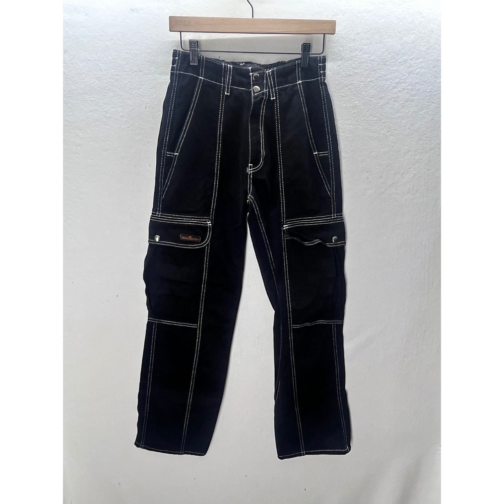 BDG Cargo Pants Womens 24 Black Contrast Stitch High Rise Utility 3439